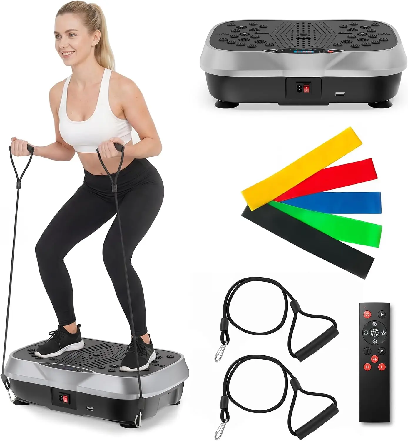 Vibration Plate Exercise Machine for Lymphatic Drainage, 10 Preset Modes & 200-Level Vibrating Platform for Whole Body Fitness, Bluetooth Audio, Home Gym Shake Plate with Resistance Bands
Vibration Plate Exercise Machine for Lymphatic Drainage, 10 Preset Modes & 200-Level Vibrating Platform for Whole Body Fitness, Bluetooth Audio, Home Gym Shake Plate with Resistance Bands