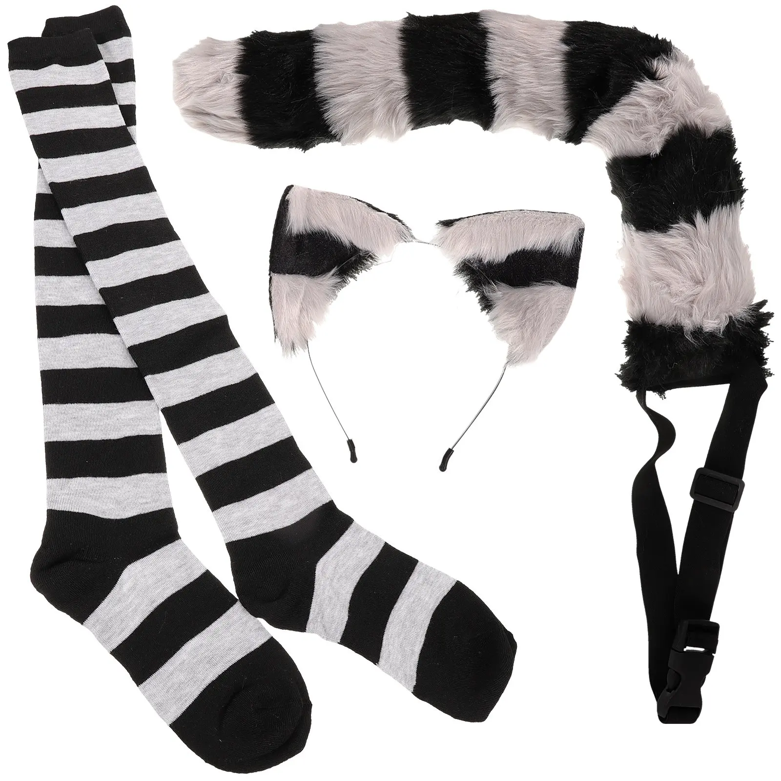 1Set Cat Ears and Tail with Stockings Chic Striped Animal Cosplay Prop Set Comfortable Fit for Women Cosplay Costume
1Set Cat Ears and Tail with Stockings Chic Striped Animal Cosplay Prop Set Comfortable Fit for Women Cosplay Costume