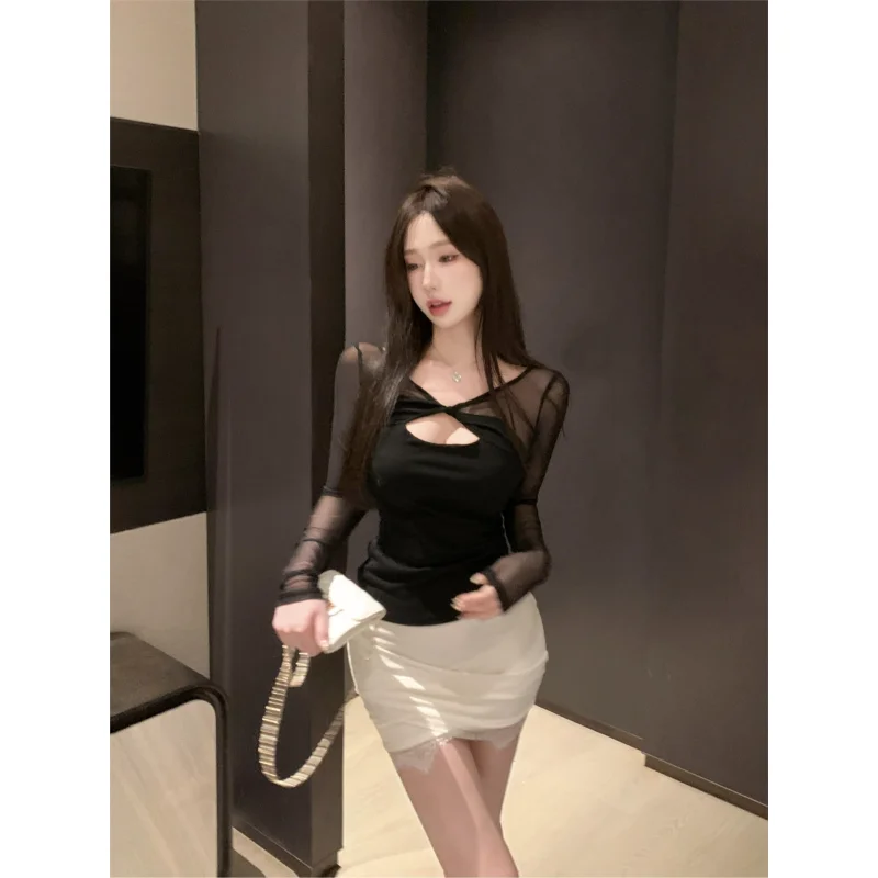 Bla Me Twist Hollow Long Sve V-Ne Slim Fit Сексуальная футболка Ba Женская модная весенняя новая женская футболка Sle Top
Bla Me Twist Hollow Long Sve V-Ne Slim Fit Сексуальная футболка Ba Женская модная весенняя новая женская футболка Sle Top