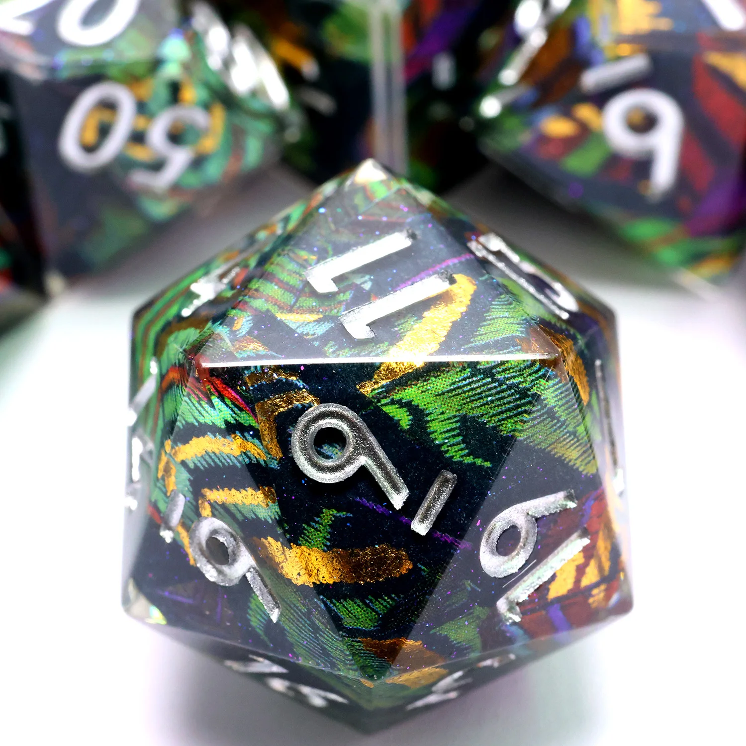Polyhedral RPG DND Dice Set,Seamless Full Cover Peacock Feather Resin DND Dice Set,for Tabletop Board Games-F23
Polyhedral RPG DND Dice Set,Seamless Full Cover Peacock Feather Resin DND Dice Set,for Tabletop Board Games-F23