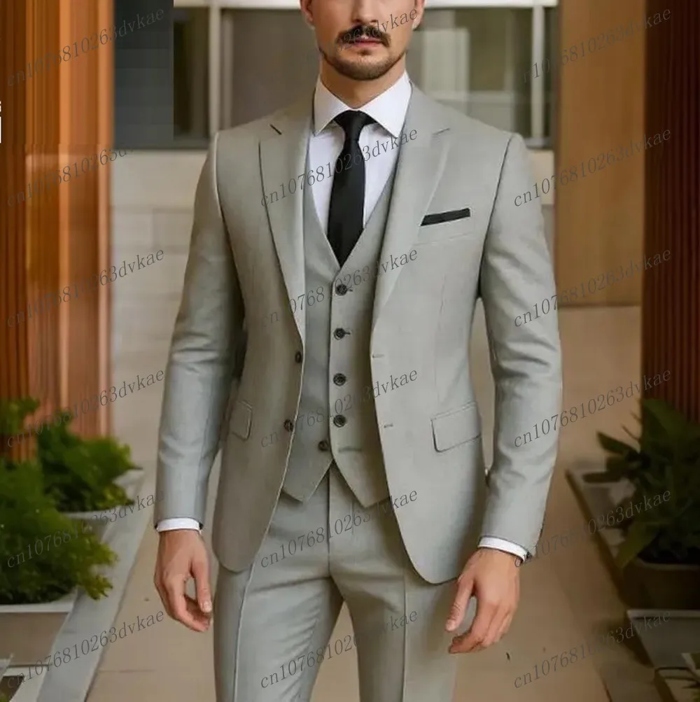Grey Formal Men Suit Groom Groomsman Wedding Party Prom Business Male Tuxedos 3 Piece Set Blazer Vest Pants Customized
Grey Formal Men Suit Groom Groomsman Wedding Party Prom Business Male Tuxedos 3 Piece Set Blazer Vest Pants Customized