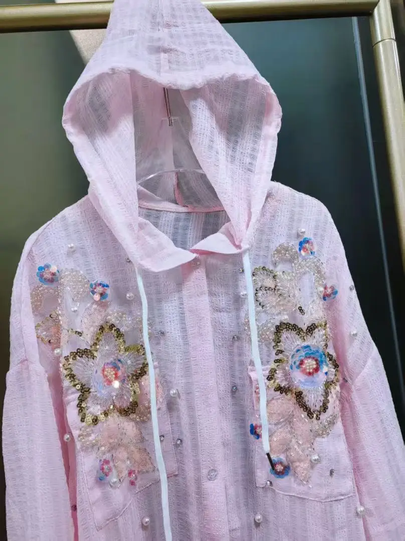 Luxury Sparkle Sequins Embroidery Beaded Women Hooded Spring Summer Loose Casual Sunscreen Shirts Blouses Outerwear Tops
Luxury Sparkle Sequins Embroidery Beaded Women Hooded Spring Summer Loose Casual Sunscreen Shirts Blouses Outerwear Tops