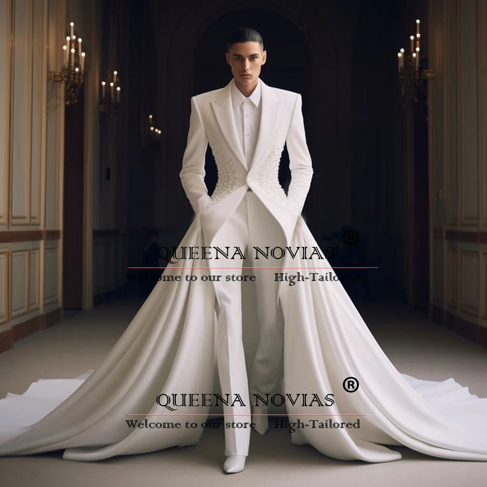 Exquisite Wedding Suits With Moved Train Man Formal Party Dresses Tuxedos Customized Pearls Jacket Pants 2 Pieces Set Suits Men
Exquisite Wedding Suits With Moved Train Man Formal Party Dresses Tuxedos Customized Pearls Jacket Pants 2 Pieces Set Suits Men