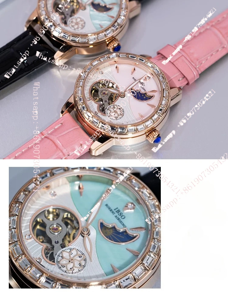 Automatic mechanical tourbillon moon phase watch women's hollowed-out high-end light luxury niche genuine brand women's watch
Automatic mechanical tourbillon moon phase watch women's hollowed-out high-end light luxury niche genuine brand women's watch