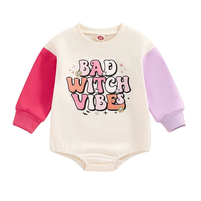 Baby Girls Halloween Sweatshirt Romper Long Sleeve Round Neck Letter Print Romper
Baby Girls Halloween Sweatshirt Romper Long Sleeve Round Neck Letter Print Romper