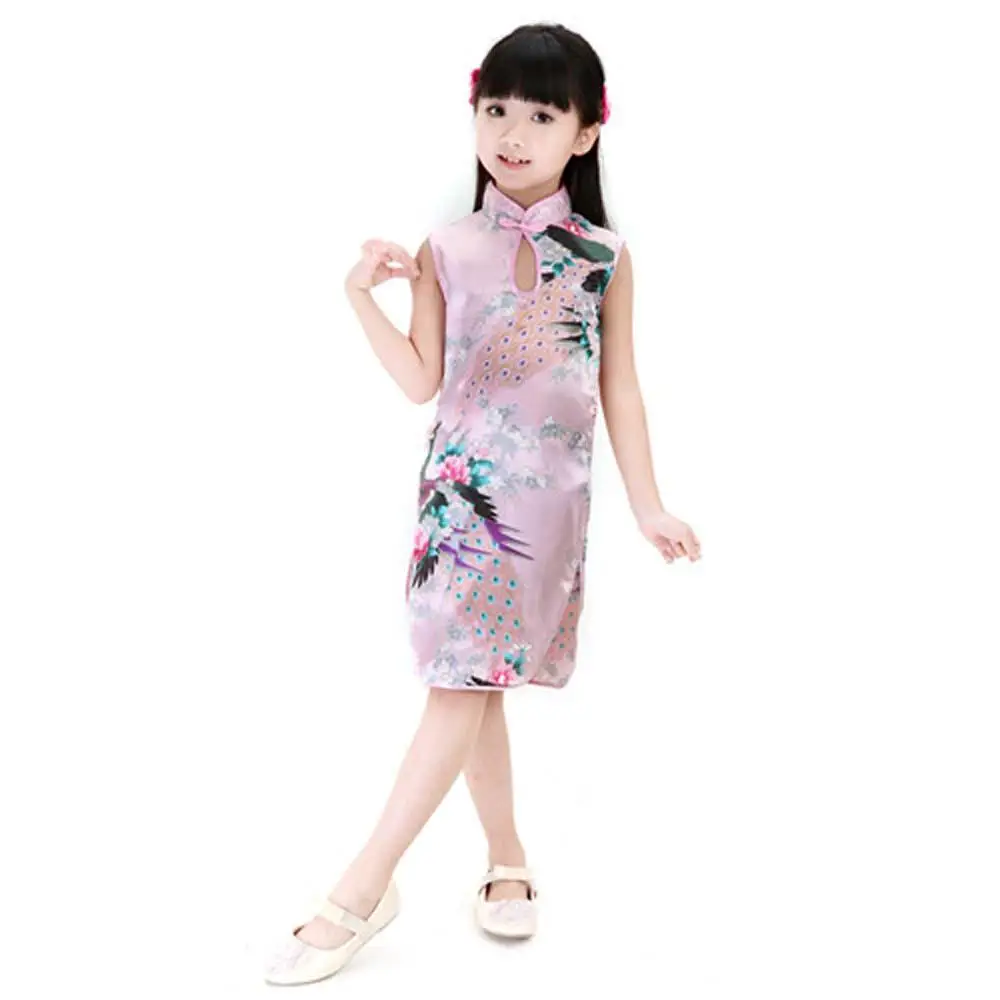 Cute Slim Qipao Girls Peacock Sleeveless Cheongsam Dress Summer Clothes Traditional Dress Child Dresses
Cute Slim Qipao Girls Peacock Sleeveless Cheongsam Dress Summer Clothes Traditional Dress Child Dresses