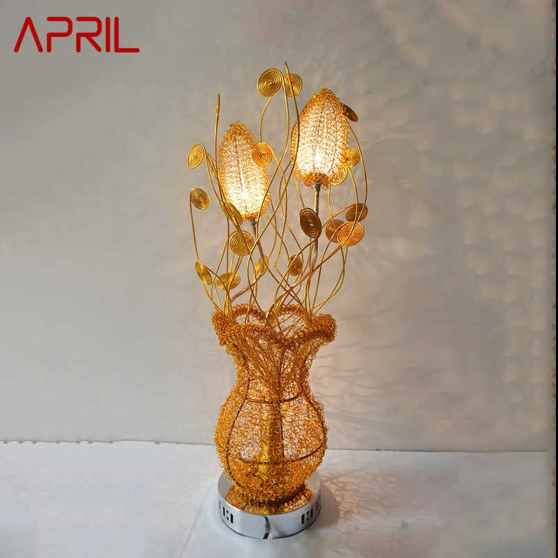 APRIL Modern Golden Table Lamp Fashionable Art Iiving Room Bedroom Wedding LED Aluminum Wire Desk Light
APRIL Modern Golden Table Lamp Fashionable Art Iiving Room Bedroom Wedding LED Aluminum Wire Desk Light