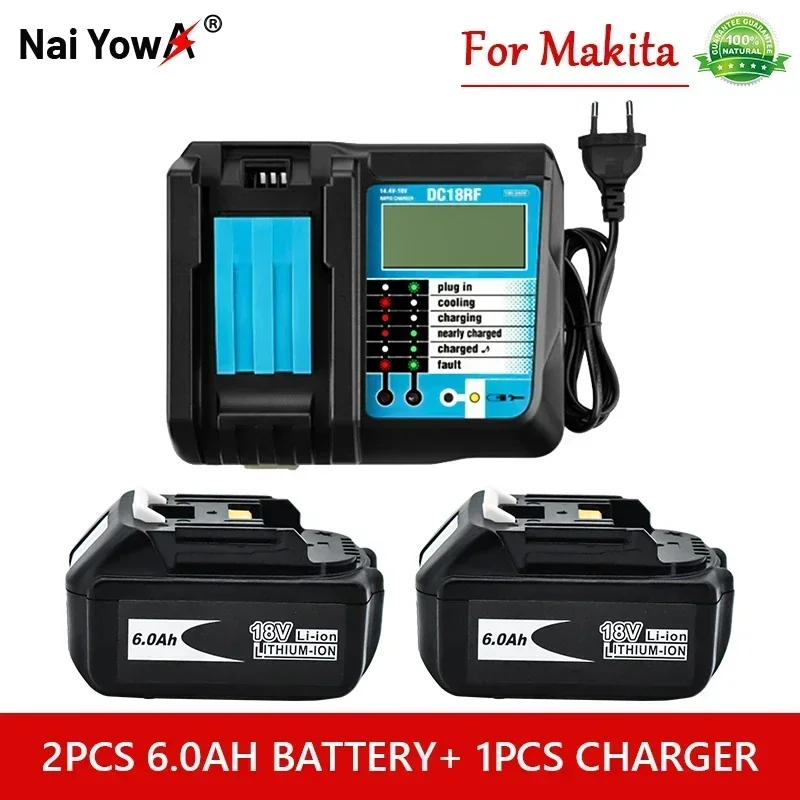 18V6Ah аккумуляторная батарея 6000mah литий-ионная батарея сменная батарея для MAKITA BL1880 BL1860 BL1830аккумулятор + зарядное устройство 4A
18V6Ah аккумуляторная батарея 6000mah литий-ионная батарея сменная батарея для MAKITA BL1880 BL1860 BL1830аккумулятор + зарядное устройство 4A
