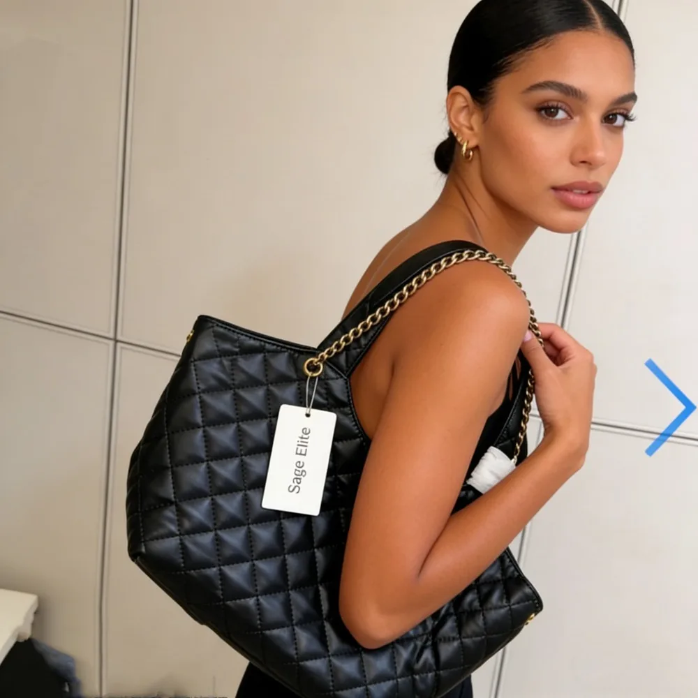 Sage Elite Quilted Tote Bag Black Large Capacity Shoulder Bag with Pouch, Fashion Women's Handbag for Daily Use
Sage Elite Quilted Tote Bag Black Large Capacity Shoulder Bag with Pouch, Fashion Women's Handbag for Daily Use