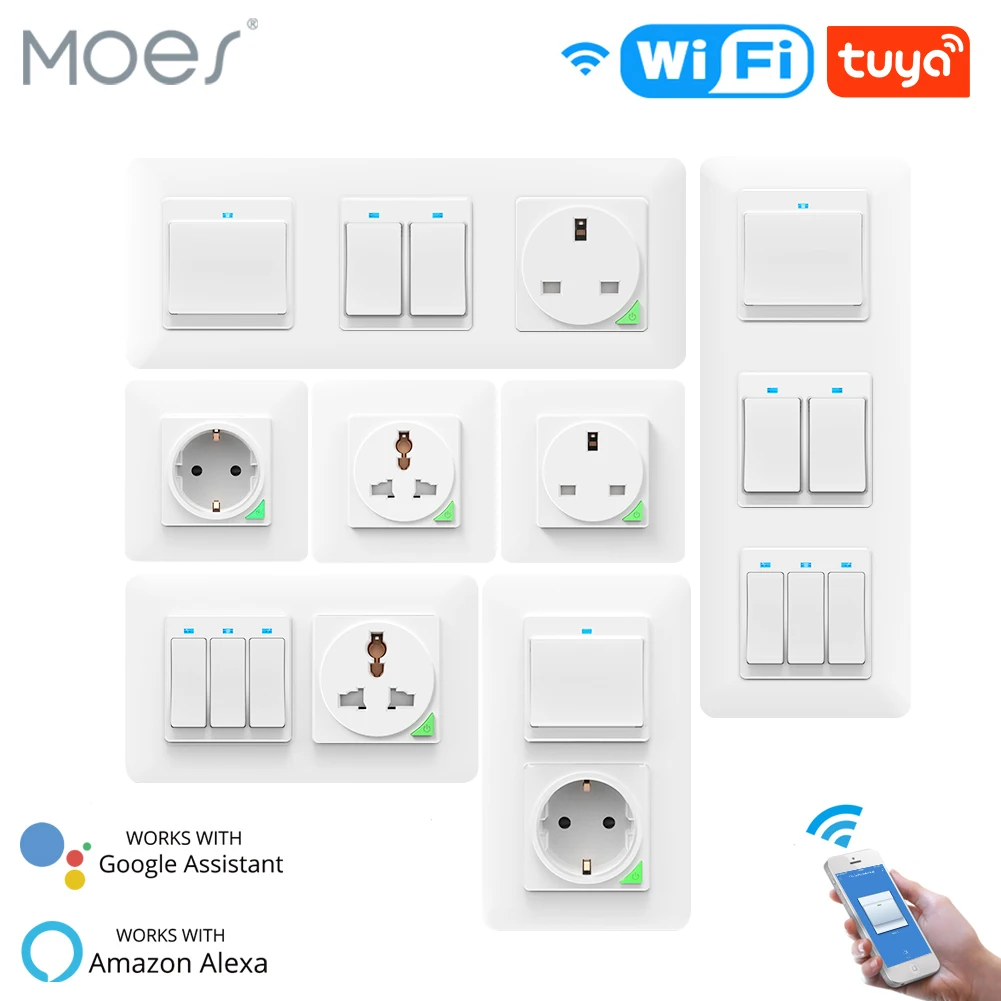 MOES WiFi умный выключатель с розеткой
MOES WiFi умный выключатель с розеткой