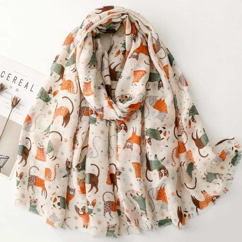 Fashion Printed Cat Fringed Shawls Women Cotton Viscose Muffler Travel Sun Protection Scarf Animal Printed Scarf Poncho Stole
Fashion Printed Cat Fringed Shawls Women Cotton Viscose Muffler Travel Sun Protection Scarf Animal Printed Scarf Poncho Stole