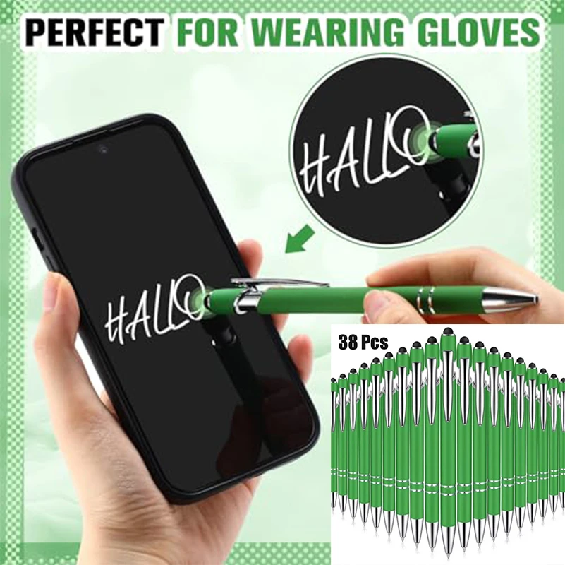 38Pcs Green 2-in-1 Touch Screen Stylus Ballpoint Pens, Ergonomic Soft Touch Metal Body Retractable Writing Pens
38Pcs Green 2-in-1 Touch Screen Stylus Ballpoint Pens, Ergonomic Soft Touch Metal Body Retractable Writing Pens