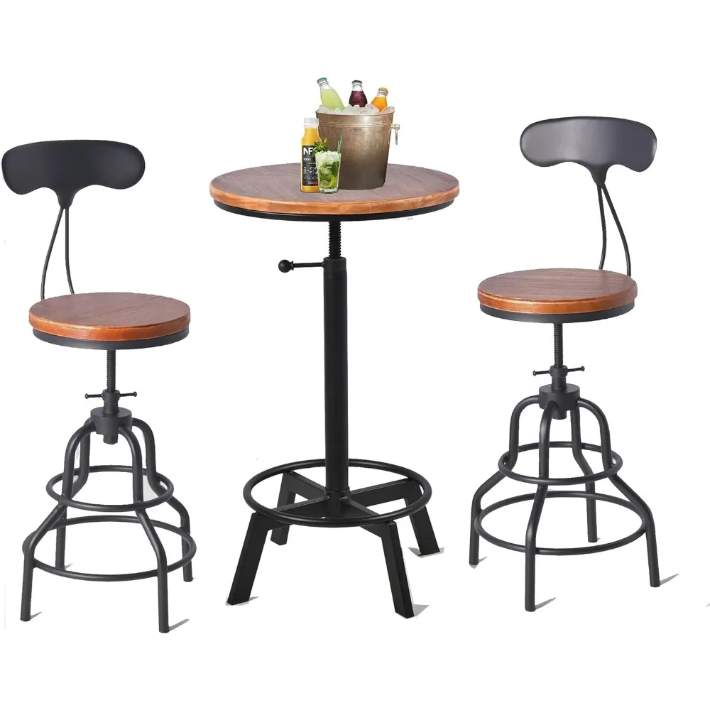 3 Piece Industrial Bar Set, Height Adjustable 30.3"-35.4" Dining Table and 2 Bar Stools, Industrial Style Pub Furniture Set for
3 Piece Industrial Bar Set, Height Adjustable 30.3"-35.4" Dining Table and 2 Bar Stools, Industrial Style Pub Furniture Set for