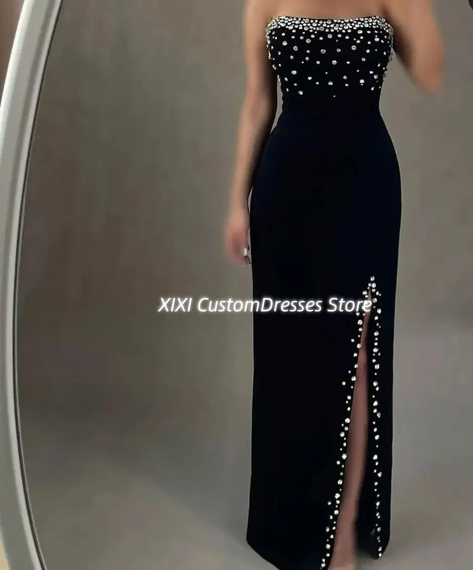 Customized فساتين سهرة Black Strapless A-Line Split Floor-Length Beadings Dresses For Women Zipper Up Lining Wedding Party Dress
Customized فساتين سهرة Black Strapless A-Line Split Floor-Length Beadings Dresses For Women Zipper Up Lining Wedding Party Dress