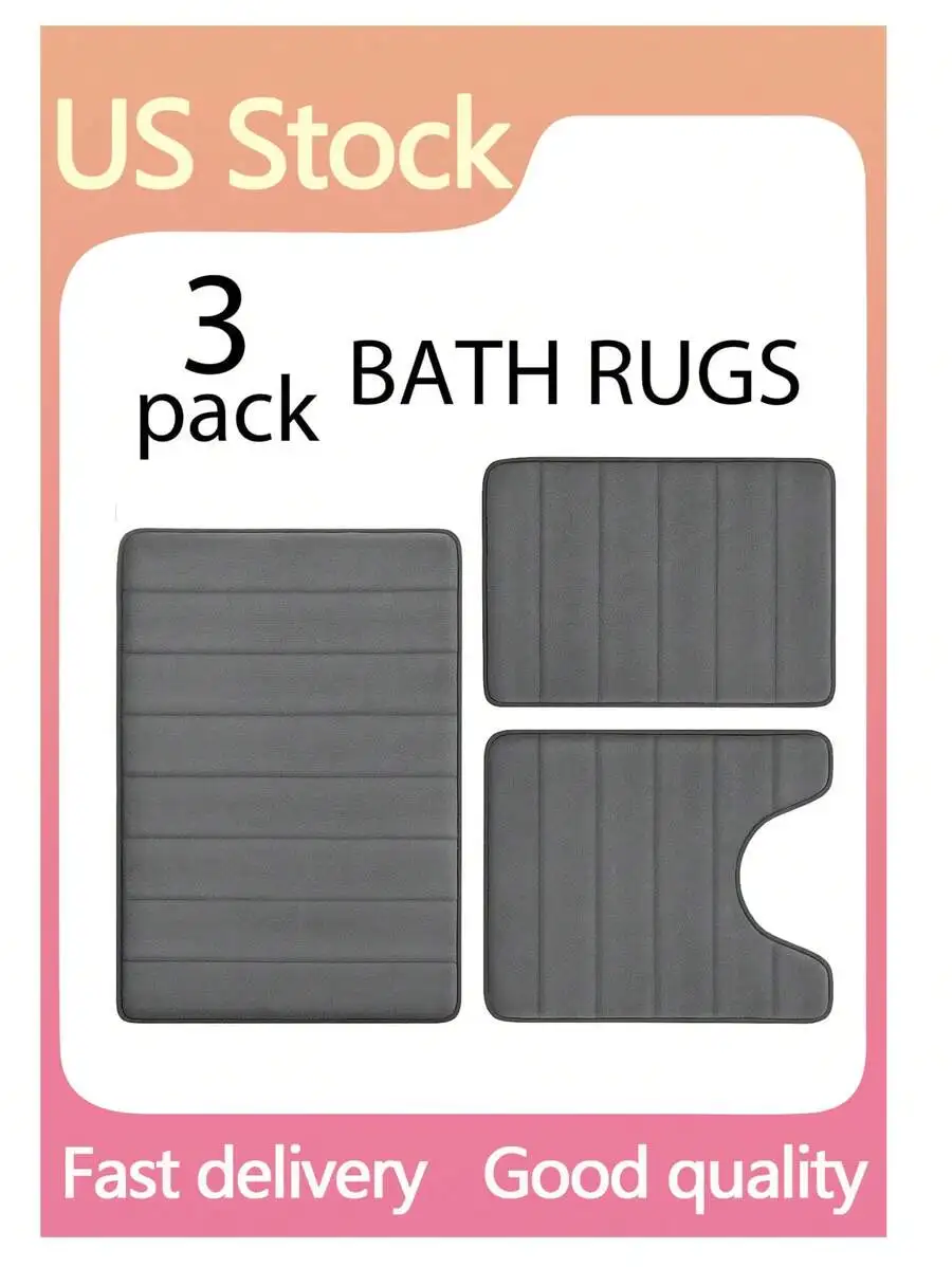 Набор из 3-х серых ковриков для ванной с полосками из пены с эффектом памяти и нескользящей основой
Набор из 3-х серых ковриков для ванной с полосками из пены с эффектом памяти и нескользящей основой