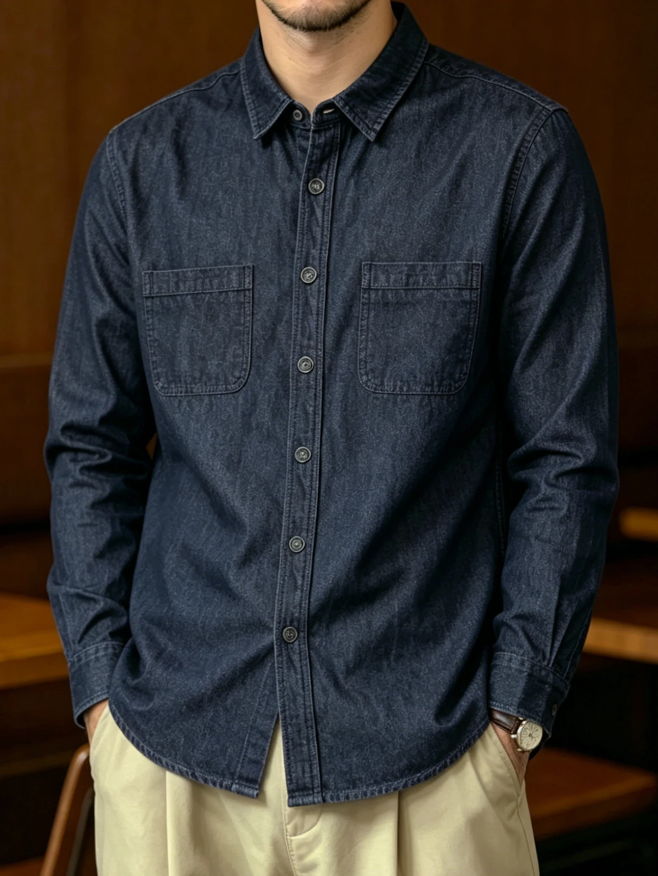 2026 Spring Summer New Men Light Business Denim Shirt, Elegant Italian Style Button Down Casual Commute Formal Wear Top
2026 Spring Summer New Men Light Business Denim Shirt, Elegant Italian Style Button Down Casual Commute Formal Wear Top