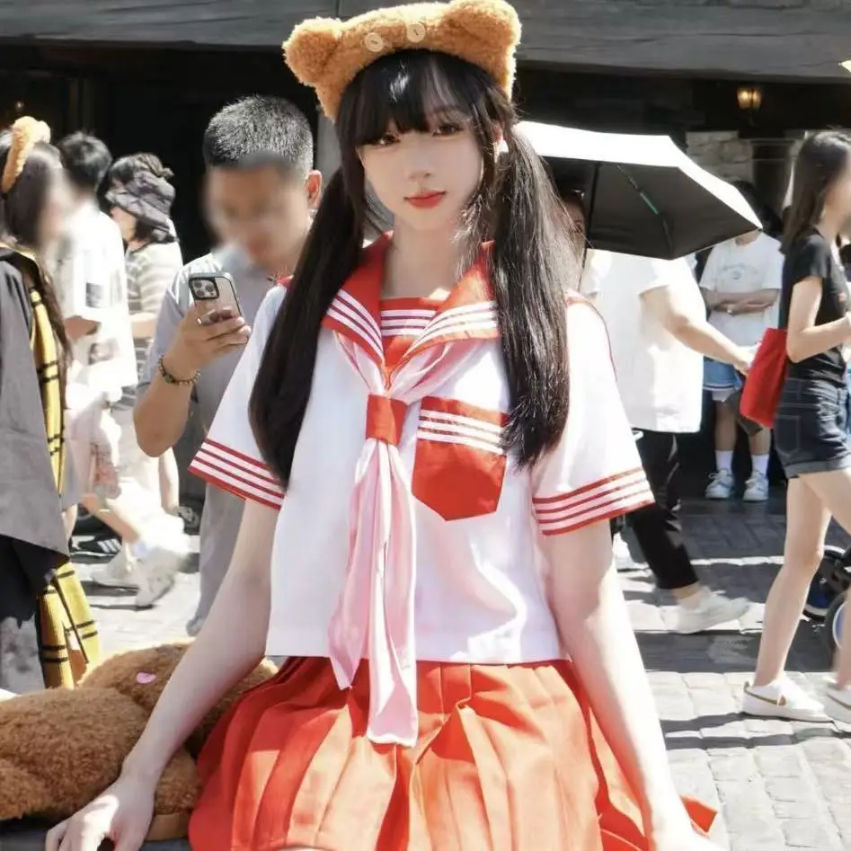 Red Three-Piece Set Short Sleeve Sailor Shirt And JK Skirt Summer College Style Women's Fashion Ensemble V-Neck Casual Wear
Red Three-Piece Set Short Sleeve Sailor Shirt And JK Skirt Summer College Style Women's Fashion Ensemble V-Neck Casual Wear