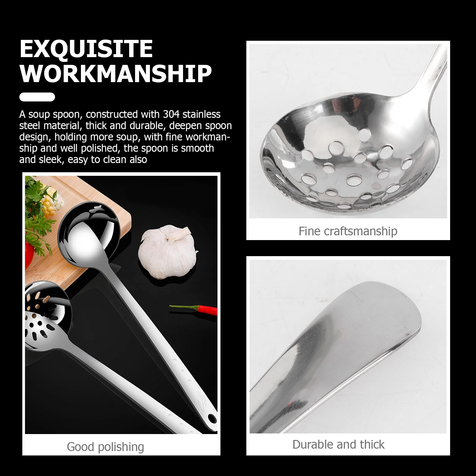 304 Stainless Steel Soup Spoon Thick Deepen Large Capacity Hot Pot Spoon Long Handle Kitchen Colander Soup Colander
304 Stainless Steel Soup Spoon Thick Deepen Large Capacity Hot Pot Spoon Long Handle Kitchen Colander Soup Colander