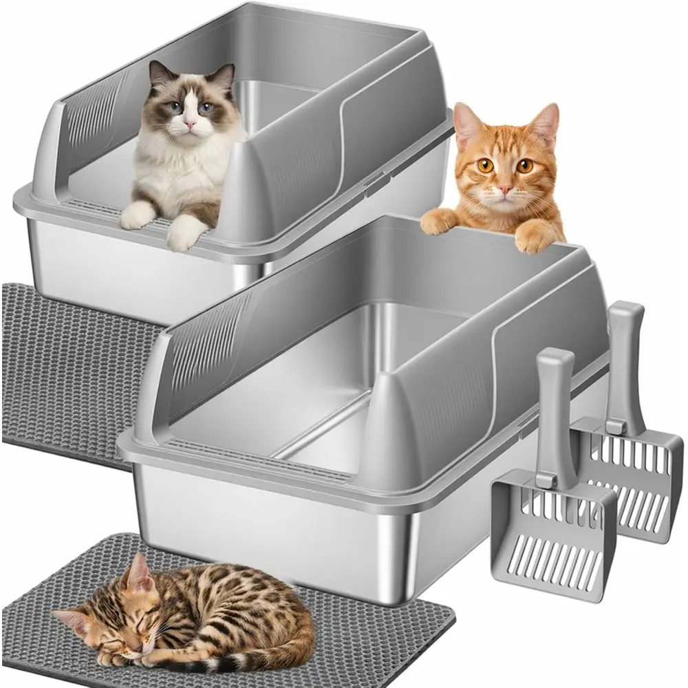 Extra Large Stainless Steel Litter Boxes for Large & Senior Cats, High-Sided Metal Pan with Odor Control and Easy Cleaning, Incl
Extra Large Stainless Steel Litter Boxes for Large & Senior Cats, High-Sided Metal Pan with Odor Control and Easy Cleaning, Incl