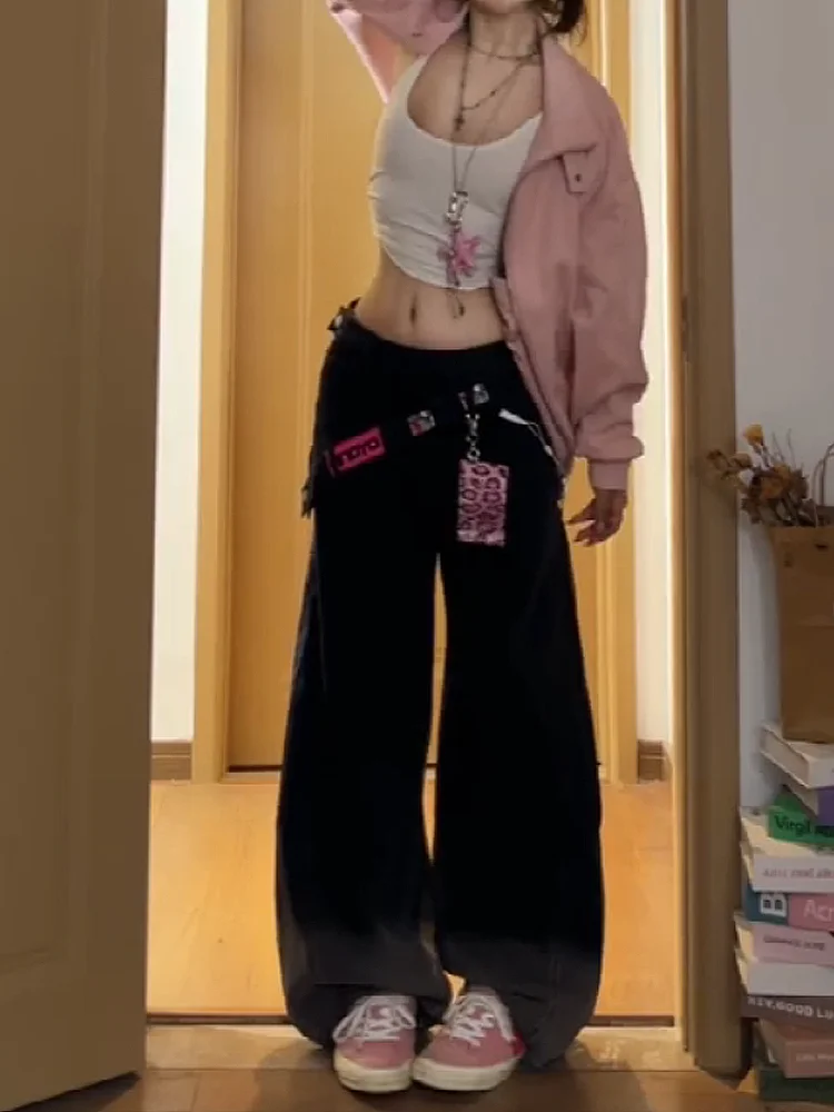 American Retro Splice Wide Leg Jeans Women's Spring Summer New Black Design Loose Straight Long Pants High Waist Denim Fabric
American Retro Splice Wide Leg Jeans Women's Spring Summer New Black Design Loose Straight Long Pants High Waist Denim Fabric