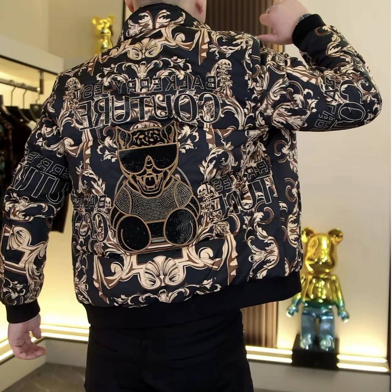 Ele Men's down Jaet Winter Faion Stand Collar Digital Print Rhinestone Slim Fit Luxury Casual Outerwear Coat
Ele Men's down Jaet Winter Faion Stand Collar Digital Print Rhinestone Slim Fit Luxury Casual Outerwear Coat