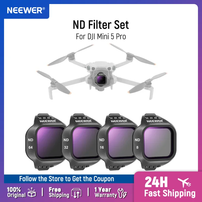 NEEWER ND Filter Set Multicoated Optical Glass Drone Camera Lens Filter Photography Accessories for DJI Mini 5 Pro Drone
NEEWER ND Filter Set Multicoated Optical Glass Drone Camera Lens Filter Photography Accessories for DJI Mini 5 Pro Drone