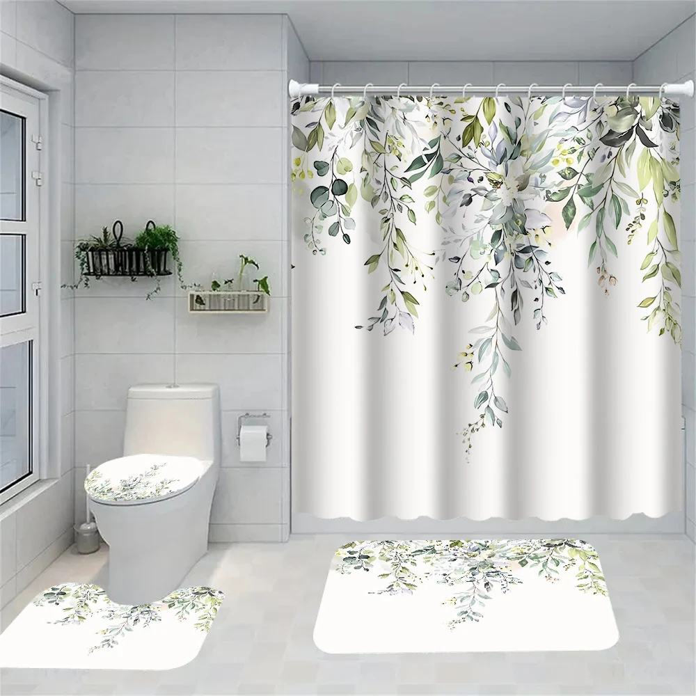1/4 Green leaves shower Curtains, Toilet Seat Decoration, Shower Curtain with Carpet and Toilet Lid, 12 70.8x70.8 inch Hooks
1/4 Green leaves shower Curtains, Toilet Seat Decoration, Shower Curtain with Carpet and Toilet Lid, 12 70.8x70.8 inch Hooks