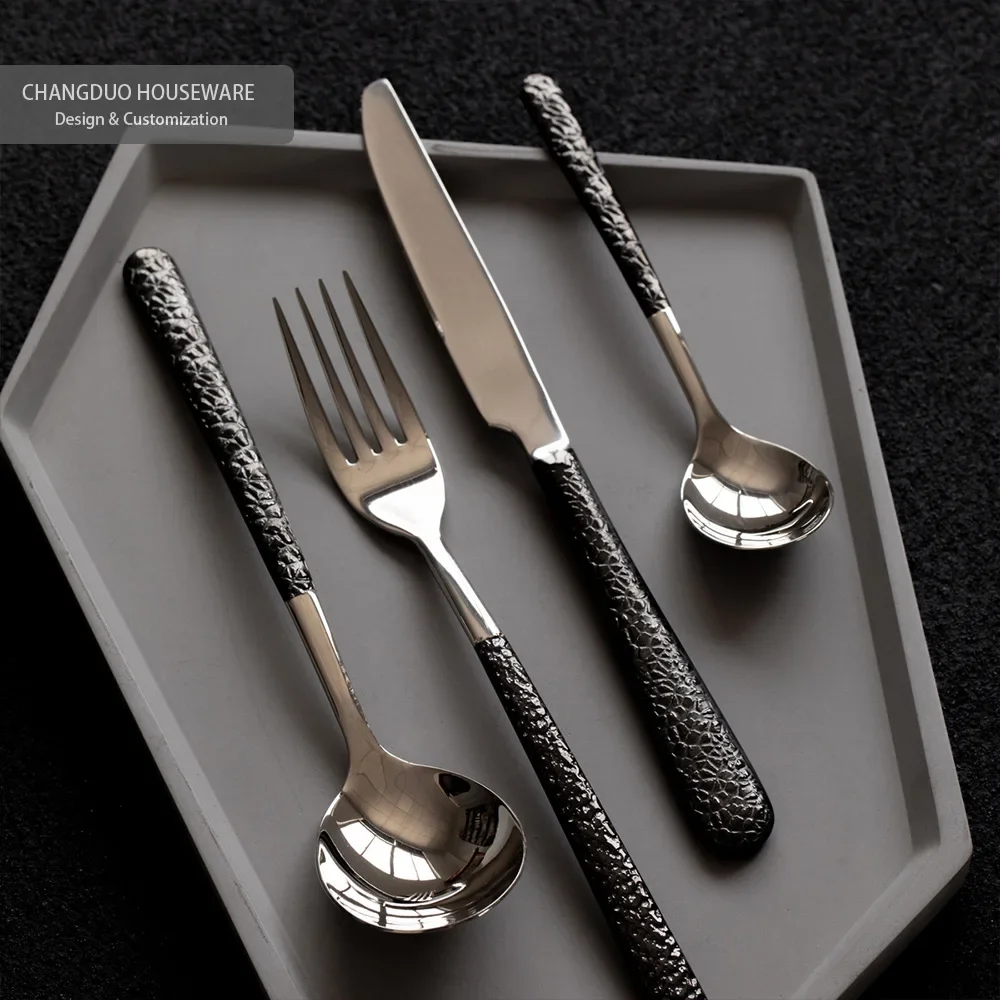 4pcs Stainless Steel Cutlery Set Black Electroplating Handle Knife Fork Spoon Luxury Dinnerware Home Flatware Dishware Safe
4pcs Stainless Steel Cutlery Set Black Electroplating Handle Knife Fork Spoon Luxury Dinnerware Home Flatware Dishware Safe