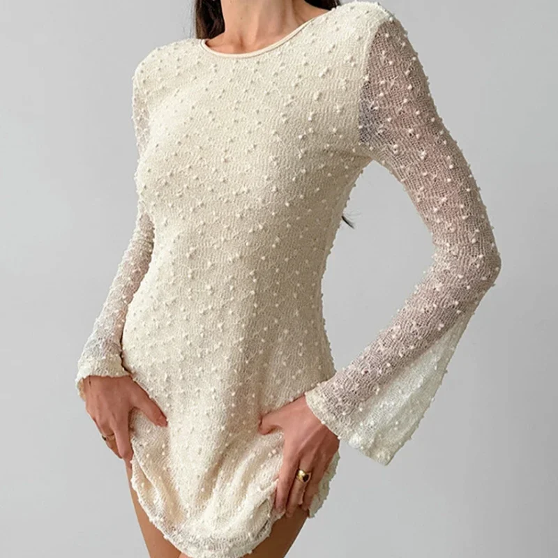 Mini Dress for Women Fashion Temperament New Sexy Jacquard Lace Up Round Neck Long Sleeved Backless Slim Dresses 2025 Summer
Mini Dress for Women Fashion Temperament New Sexy Jacquard Lace Up Round Neck Long Sleeved Backless Slim Dresses 2025 Summer