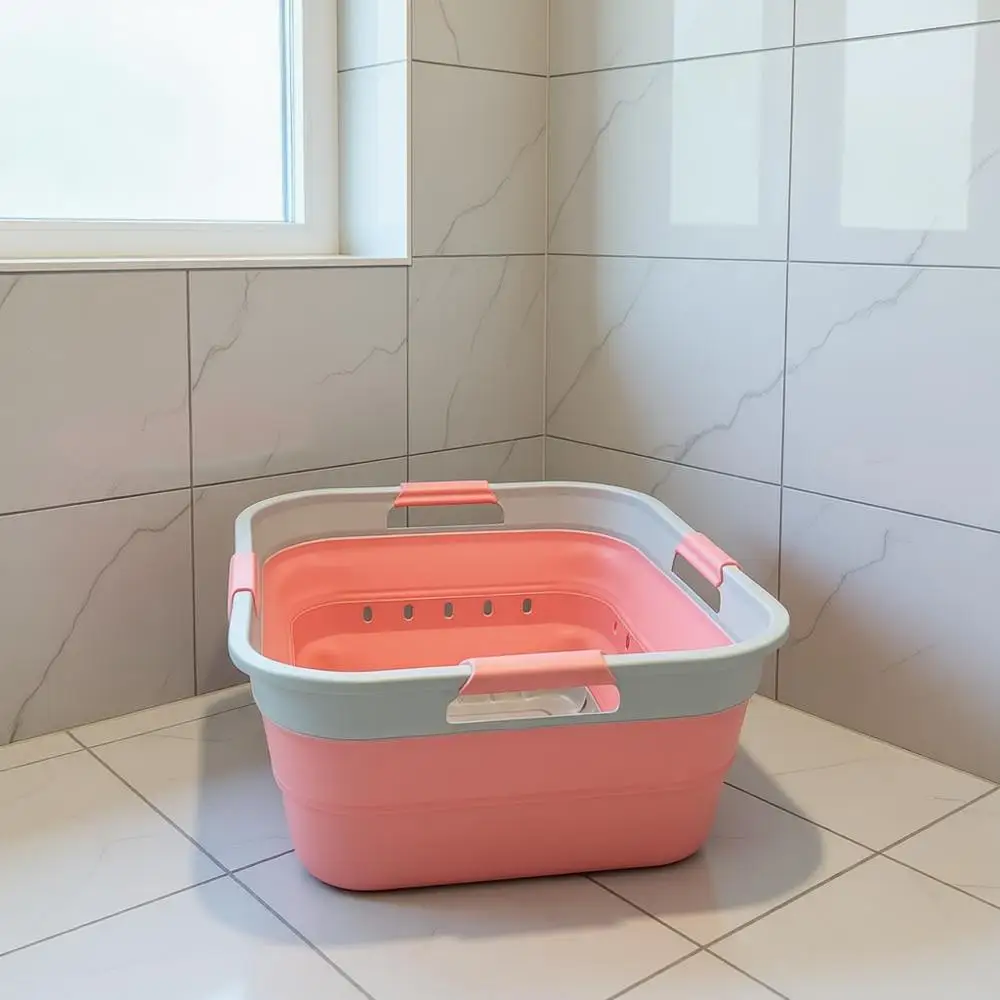 42L Collapsible Plastic Laundry Basket - Up Storage Container/Organizer - Space Saving Hamper/Basket (1, Grey/Quartz Pink)
42L Collapsible Plastic Laundry Basket - Up Storage Container/Organizer - Space Saving Hamper/Basket (1, Grey/Quartz Pink)