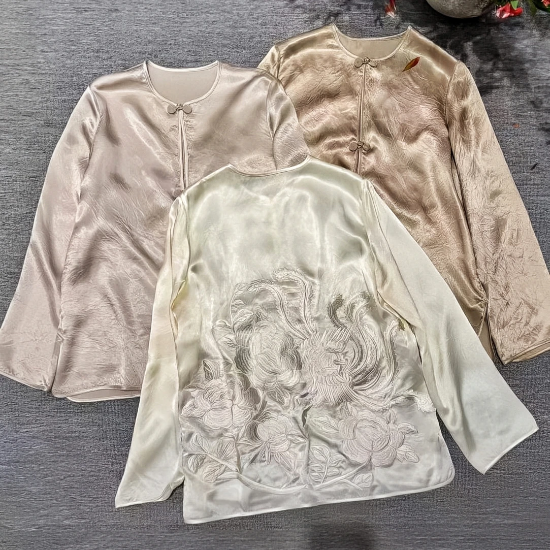 New Chinese Sle Embroidered Acetate Fabric Loose irt Top Outerwear Fengyu Tianxiang 20 High-End Feelings Women's Faion
New Chinese Sle Embroidered Acetate Fabric Loose irt Top Outerwear Fengyu Tianxiang 20 High-End Feelings Women's Faion