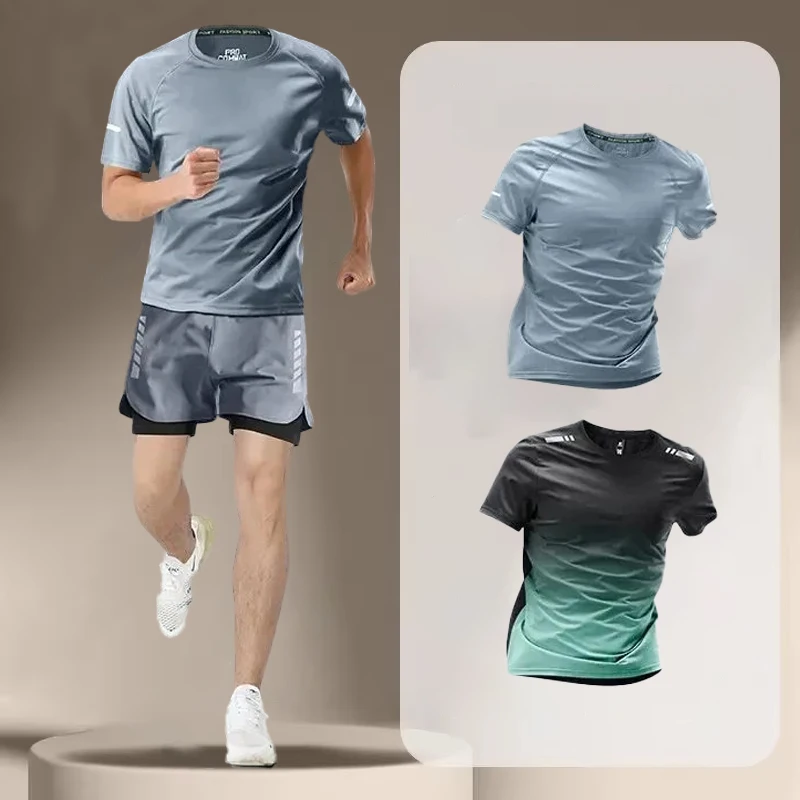New Quick-drying Men's T-shirt Sports Ice Silk Short-sleeved Half-sleeved Summer Thin Fitness Clothes Running Clothes Suit
New Quick-drying Men's T-shirt Sports Ice Silk Short-sleeved Half-sleeved Summer Thin Fitness Clothes Running Clothes Suit