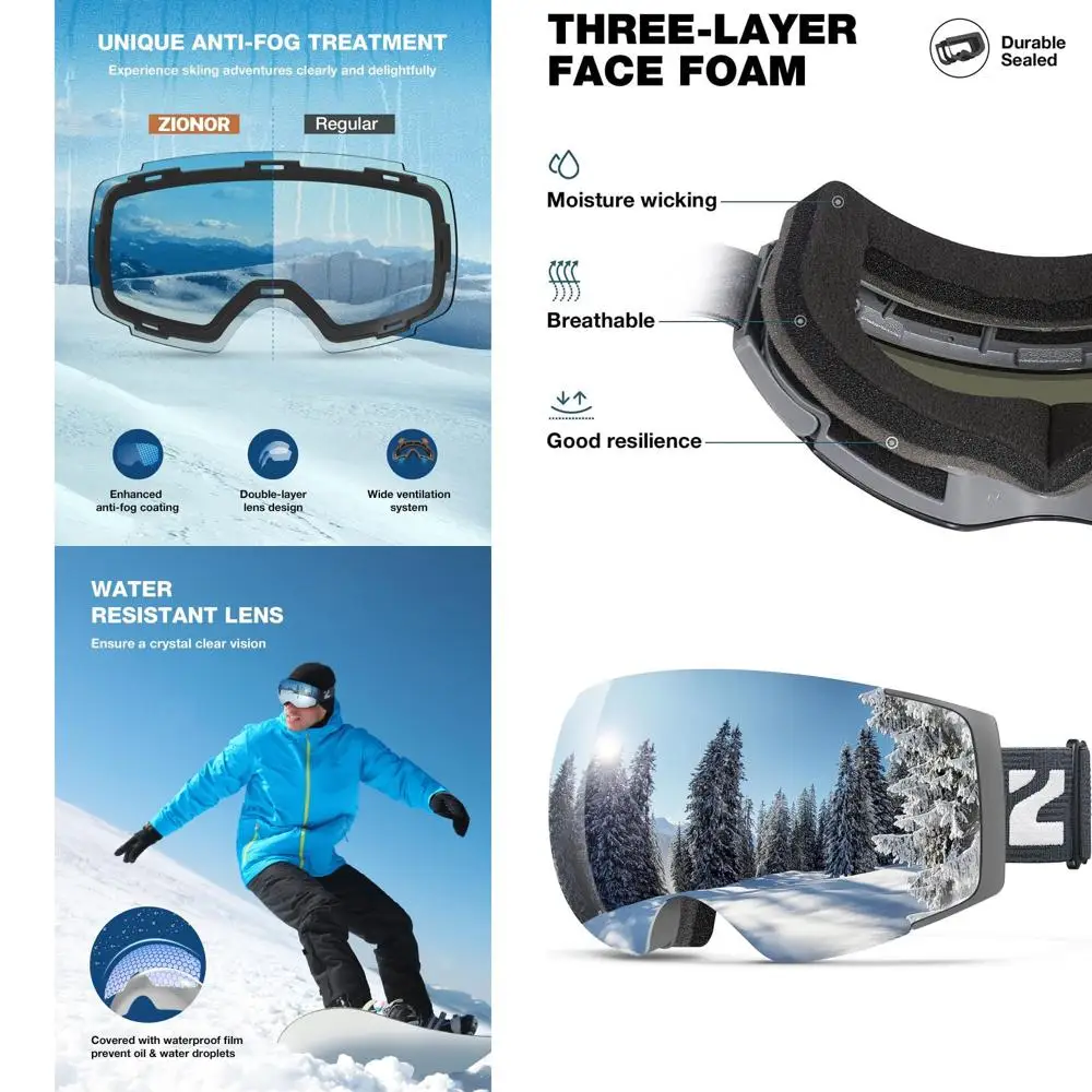 Magnetic Lens Ski Goggles with UV Protection for Men and Women
Magnetic Lens Ski Goggles with UV Protection for Men and Women