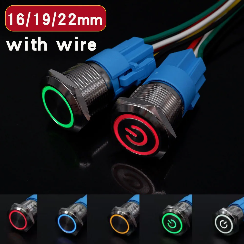 16/19/22mm Metal Push Button Switch LED Light with Wire Momentary Latching Car Engine Power Waterproof Switch 5V 12V 220V Blue
16/19/22mm Metal Push Button Switch LED Light with Wire Momentary Latching Car Engine Power Waterproof Switch 5V 12V 220V Blue
