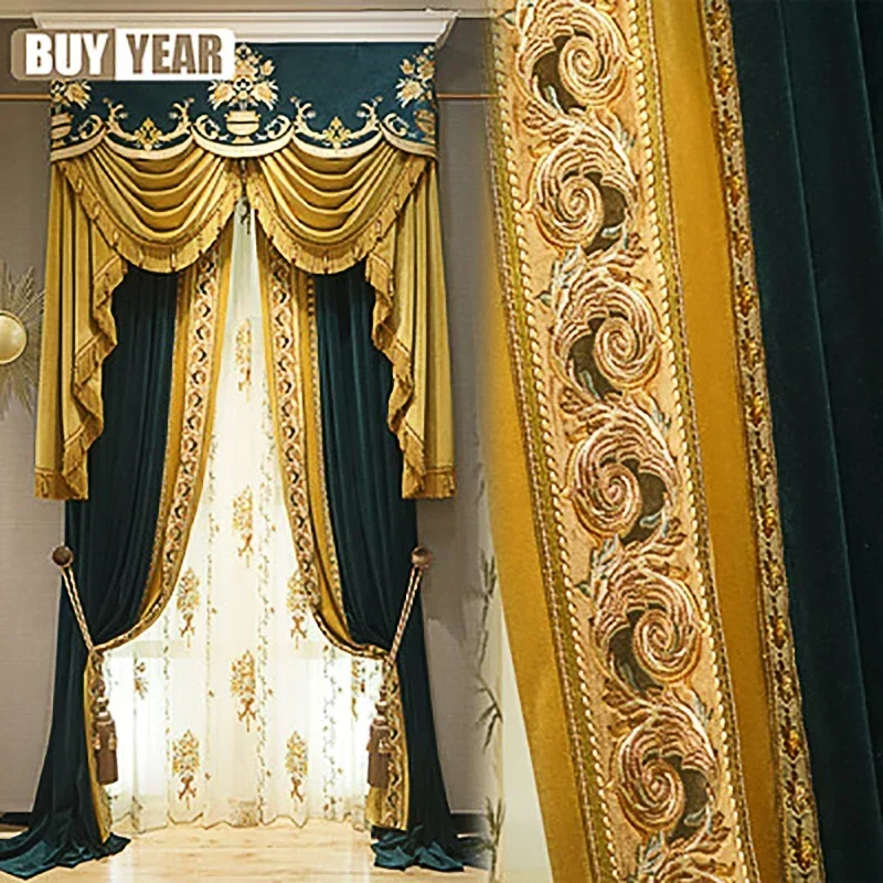 Embroidered European Green Color Windows High-end Velvet Luxury Curtain French Blackout Curtains for Living Room Bedroom Custom
Embroidered European Green Color Windows High-end Velvet Luxury Curtain French Blackout Curtains for Living Room Bedroom Custom