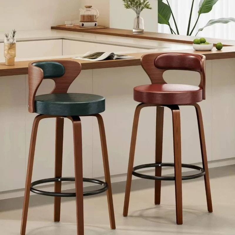 Modern upholstered commercial bar stools with backrests, pedal rings, sturdy wooden legs
Modern upholstered commercial bar stools with backrests, pedal rings, sturdy wooden legs