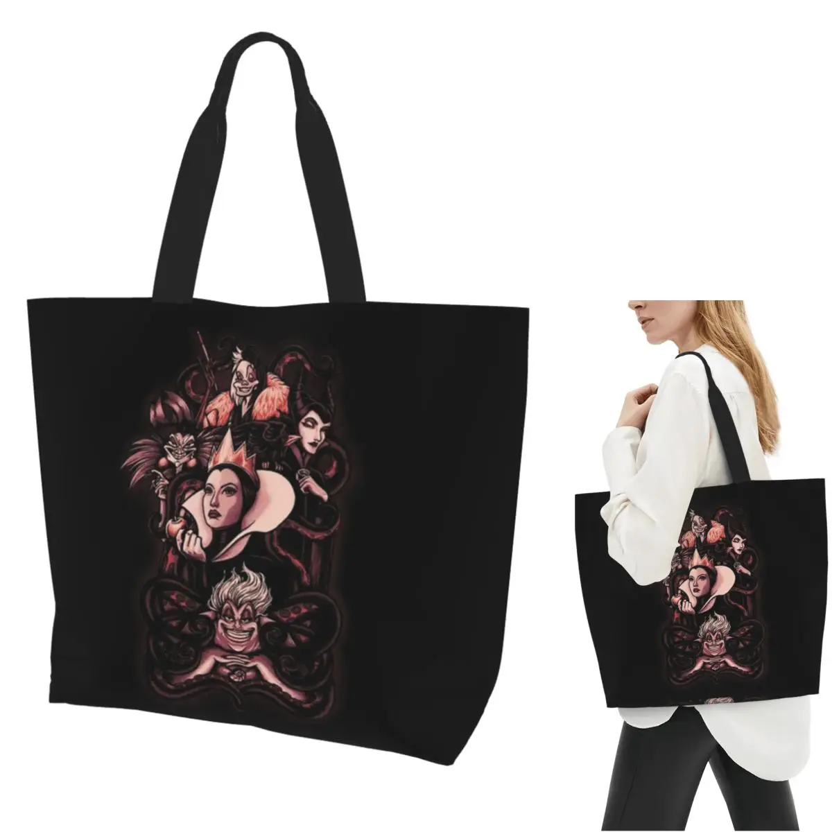 Злодеи Bad Witches Club Group Сумка для покупок Холщовая сумка на плечо большой вместимости Сумка-шоппер для продуктов для женщин
Злодеи Bad Witches Club Group Сумка для покупок Холщовая сумка на плечо большой вместимости Сумка-шоппер для продуктов для женщин