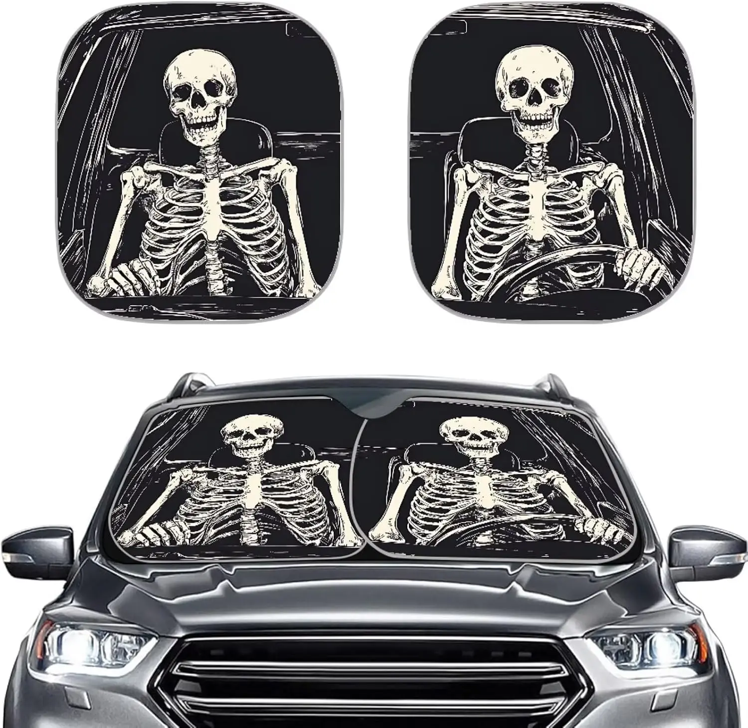 Funny Skeleton Car Windshield Sun Shade for Most Cars SUVs, 2 Packs Folding Auto Windshield Protector Sun Visor, Car Interior De
Funny Skeleton Car Windshield Sun Shade for Most Cars SUVs, 2 Packs Folding Auto Windshield Protector Sun Visor, Car Interior De