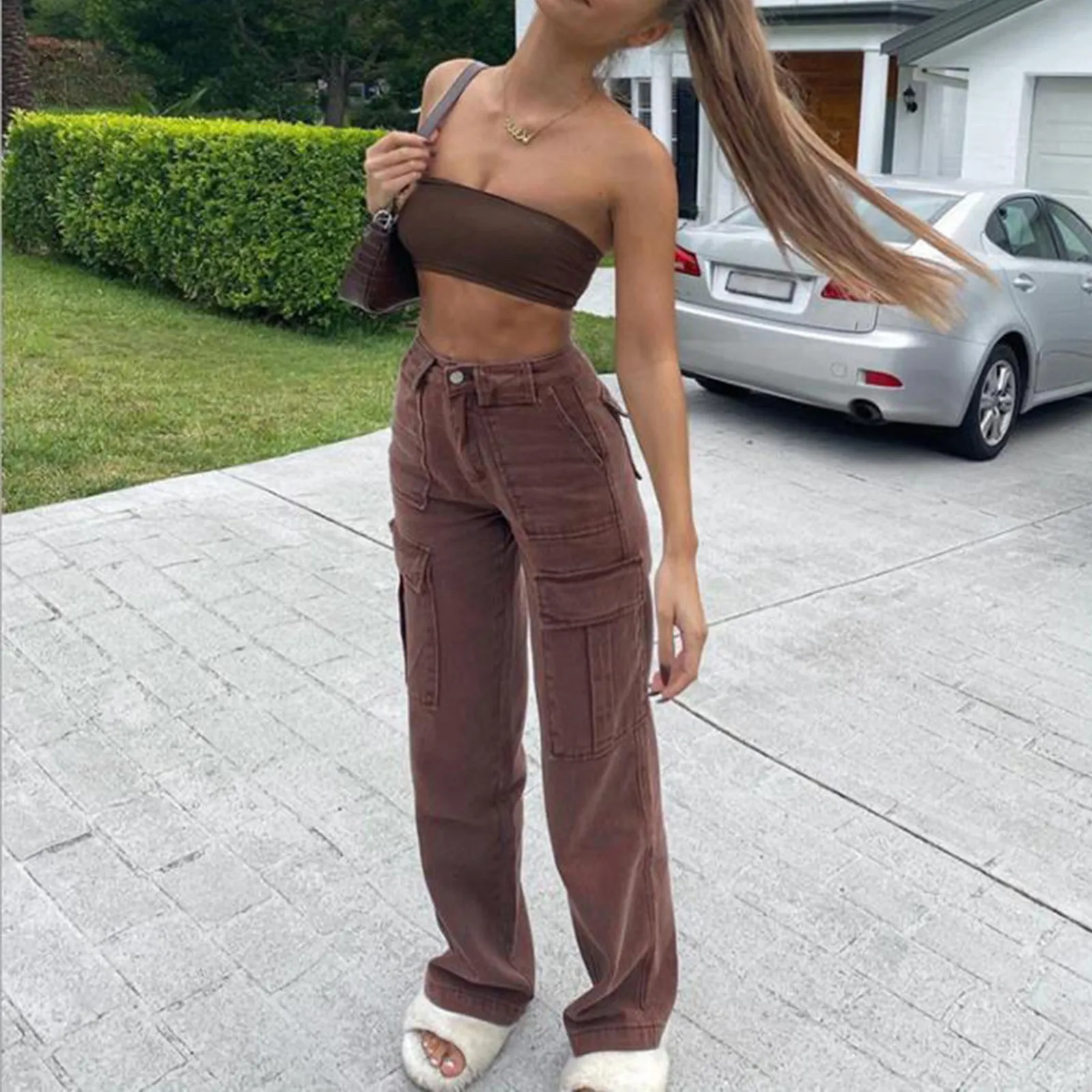90s Vantage Brown Cargo Pants Women'S Maillard Jeans Trousers Flare Straight Pantalone Y2k Sweatpant Denim Jogging Pants Female
90s Vantage Brown Cargo Pants Women'S Maillard Jeans Trousers Flare Straight Pantalone Y2k Sweatpant Denim Jogging Pants Female