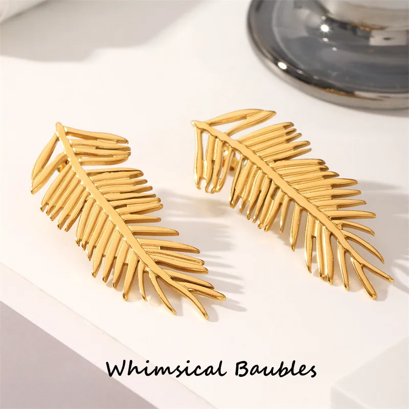 18k Gold Stainless Steel Vintage Hoop Earrings European Style Leaf Design Left & Right Pair for Nature Lovers
18k Gold Stainless Steel Vintage Hoop Earrings European Style Leaf Design Left & Right Pair for Nature Lovers