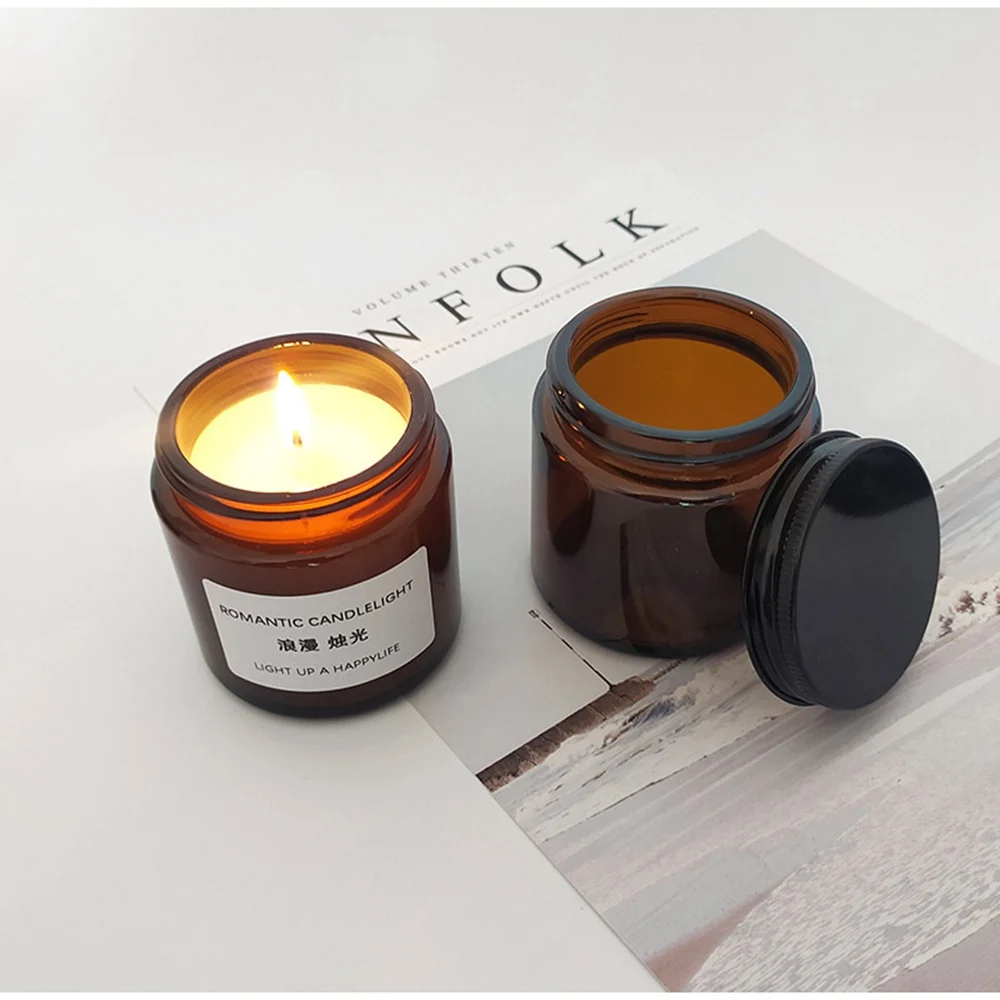 Tea colored glass aromatherapy candle cup with lid DIY handmade Candle Making Sealed Spices Herbs Balms Jar Gels Storage Box
Tea colored glass aromatherapy candle cup with lid DIY handmade Candle Making Sealed Spices Herbs Balms Jar Gels Storage Box