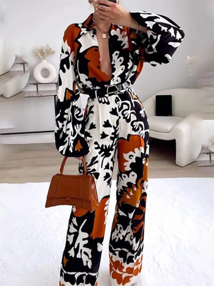 2025 Spring Autumn New Women's Fashion Printed Long Sleeve Single Breasted Shirt Casual Pants Two Piece Set
2025 Spring Autumn New Women's Fashion Printed Long Sleeve Single Breasted Shirt Casual Pants Two Piece Set