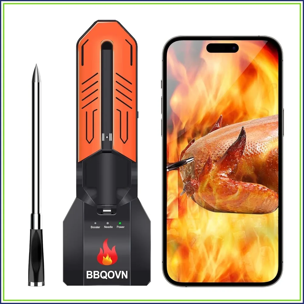 WiFi Bluetooth Meat Thermometer, Unlimited Range, 7 Sensors, Ambient Temp, for BBQ Grill Oven Smoker Air Fryer, Black
WiFi Bluetooth Meat Thermometer, Unlimited Range, 7 Sensors, Ambient Temp, for BBQ Grill Oven Smoker Air Fryer, Black