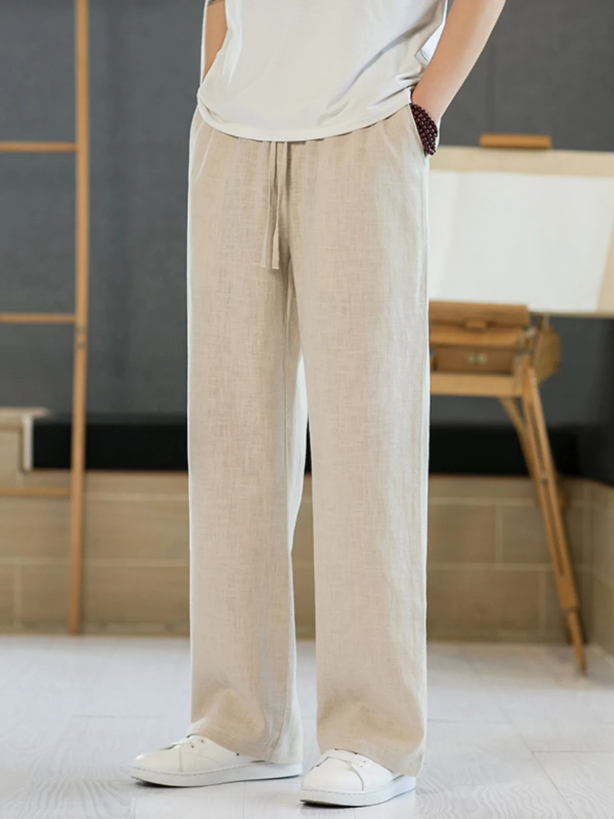 Легкие повседневные брюки из льна и хлопка для мужчин, свободные прямые летние брюки, дышащие, удобные, в китайском стиле
Легкие повседневные брюки из льна и хлопка для мужчин, свободные прямые летние брюки, дышащие, удобные, в китайском стиле