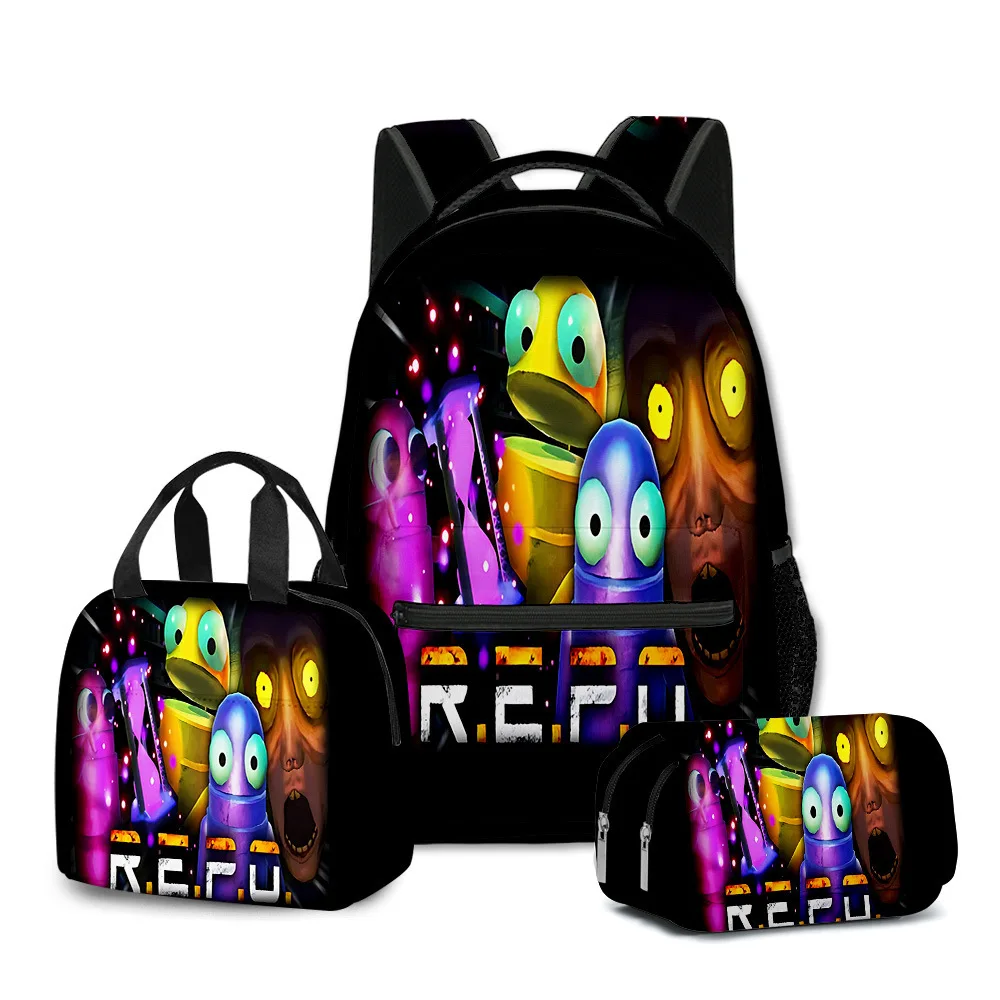 Классическая популярная новинка R.E.P.O repo с 3D принтом, 3 шт./компл., школьные сумки для студентов, дорожный рюкзак для ноутбука, сумка для обеда, пенал
Классическая популярная новинка R.E.P.O repo с 3D принтом, 3 шт./компл., школьные сумки для студентов, дорожный рюкзак для ноутбука, сумка для обеда, пенал