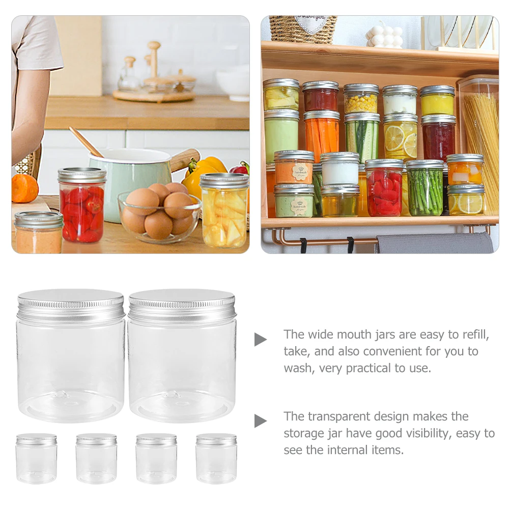 6PCS Mini Transparent Aluminum Cap Mason Jars 200ml Silver Sealed Wide Mouth Bottle Set Travel Outdoor Storage
6PCS Mini Transparent Aluminum Cap Mason Jars 200ml Silver Sealed Wide Mouth Bottle Set Travel Outdoor Storage