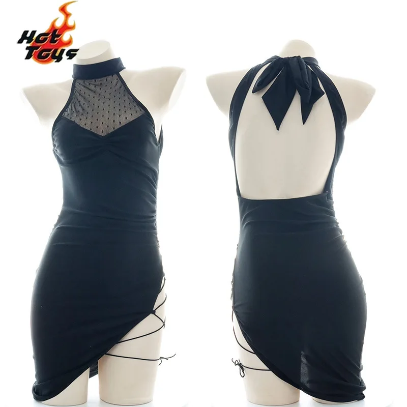 Dot Bandage Role Play Outfits Maid Sexy High Split Cheongsam Mini Dress Women See Through Dress Tight Backless Halter Underwear
Dot Bandage Role Play Outfits Maid Sexy High Split Cheongsam Mini Dress Women See Through Dress Tight Backless Halter Underwear