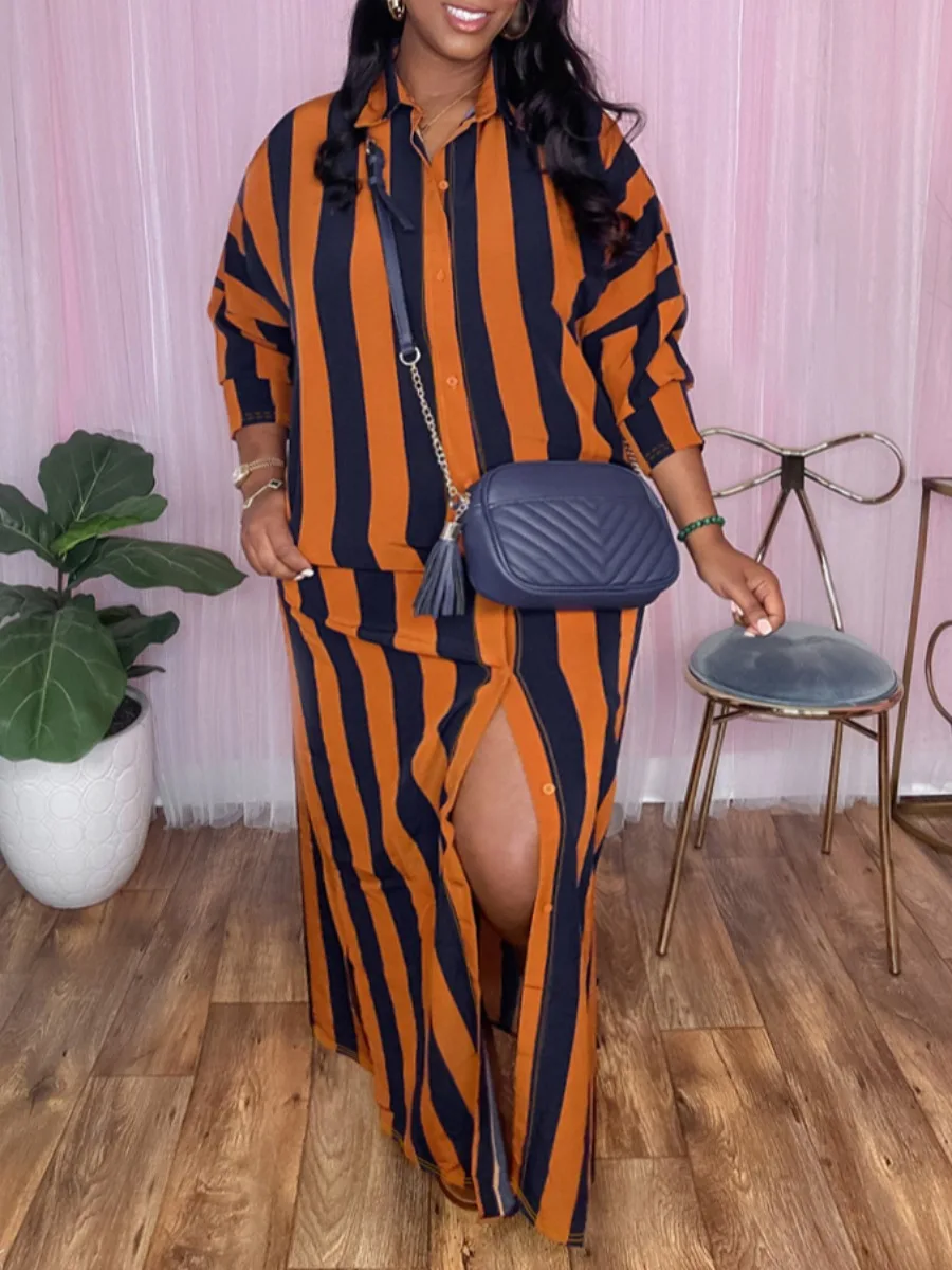 LW Oversize BASICS Women Autumn Shirt Dresses Casual Holiday Party Robes Long Sleeve Striped Side Split Loose Maxi Dress XL-5XL
LW Oversize BASICS Women Autumn Shirt Dresses Casual Holiday Party Robes Long Sleeve Striped Side Split Loose Maxi Dress XL-5XL