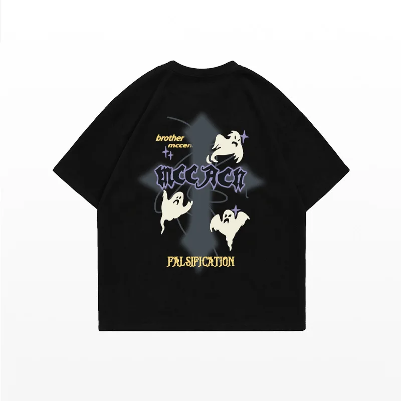 2025 American street Cross Ghost Print Short sleeve T-shirt for men and women Hip Hop 100% cotton casual loose t sleeve
2025 American street Cross Ghost Print Short sleeve T-shirt for men and women Hip Hop 100% cotton casual loose t sleeve