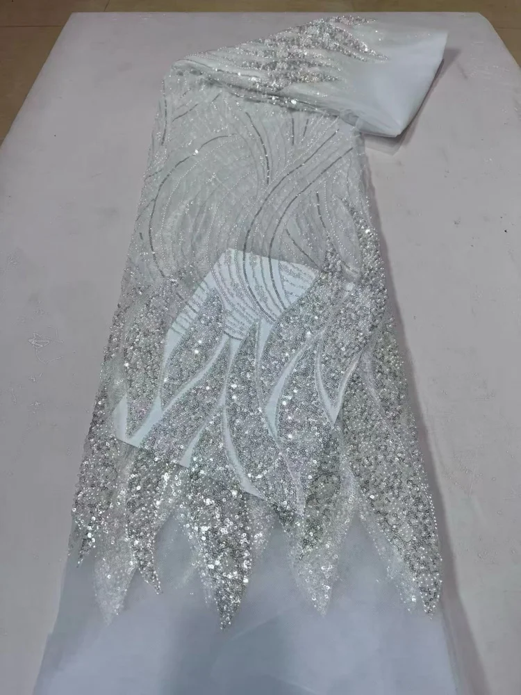 Luxury French Tulle Lace Fabric with Sequins Beads for Bridal Dress Nigerian Groom High Quality African Wedding Gown Material
Luxury French Tulle Lace Fabric with Sequins Beads for Bridal Dress Nigerian Groom High Quality African Wedding Gown Material